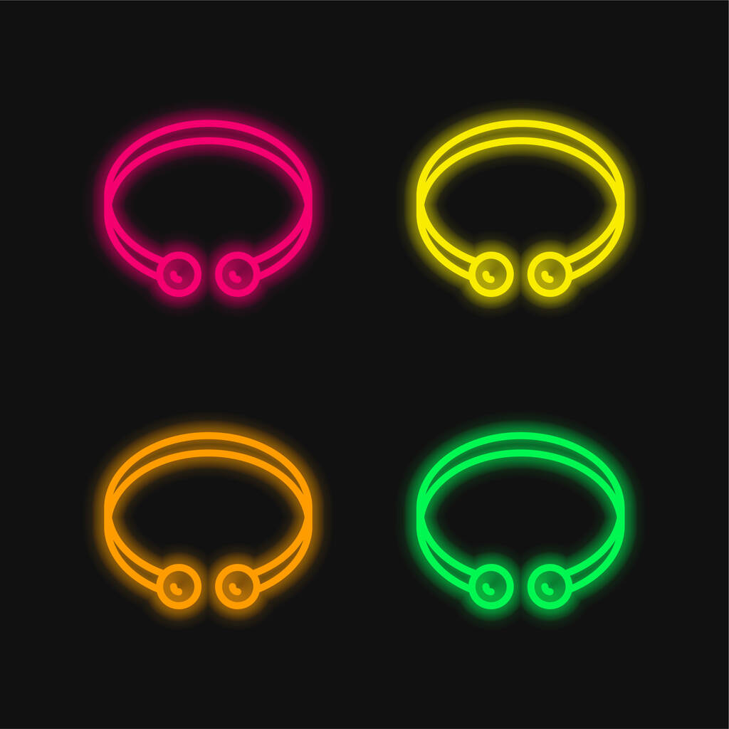 Bangle négy színű izzó neon vektor ikon - Vektor, kép