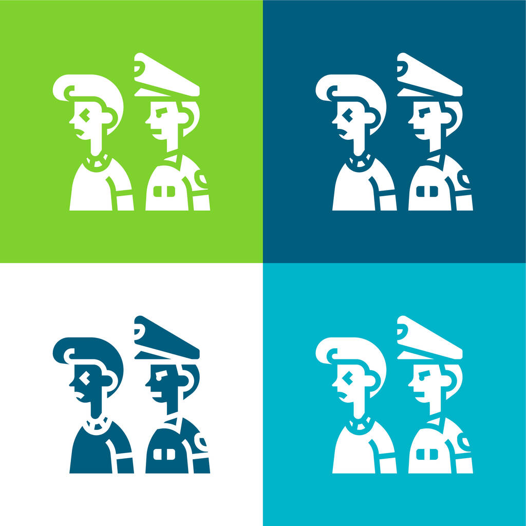 Set icona minimale a quattro colori Flat arrestato - Vettoriali, immagini