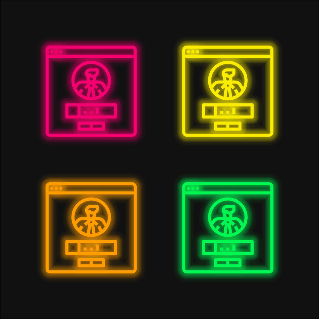 Számlát négy szín izzó neon vektor ikon - Vektor, kép