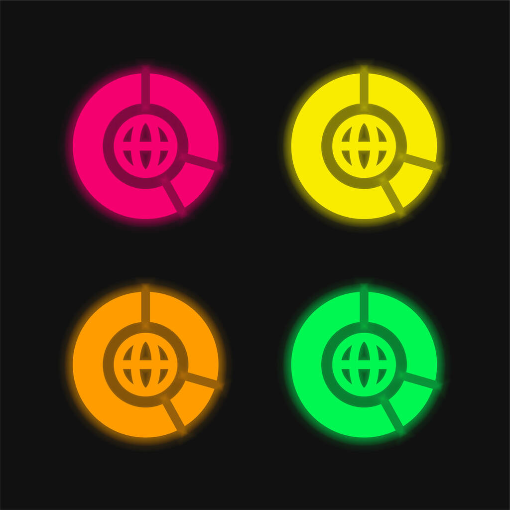 Big Data vier Farben leuchtenden Neon-Vektor-Symbol - Vektor, Bild