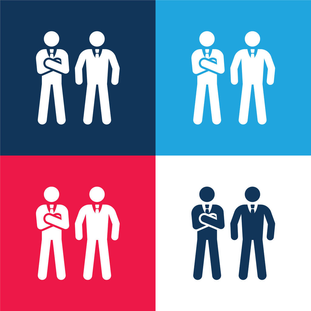 Bodyguard blue and red four color minimal icon set - Vector, Image