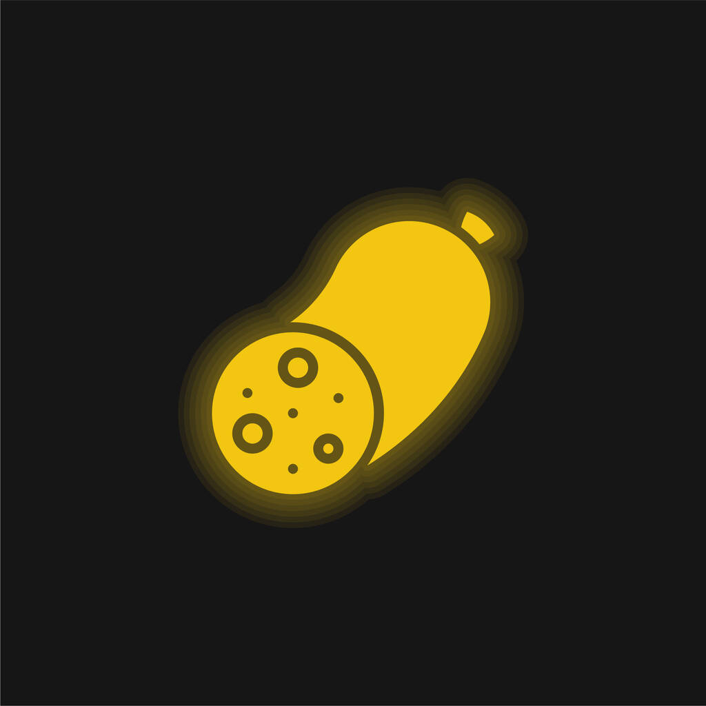 Fekete puding sárga izzó neon ikon - Vektor, kép