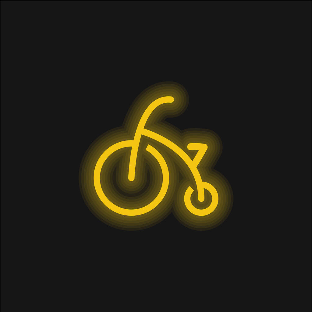 Ποδήλατο μωρό με την κατάρτιση Τροχοί κίτρινο λαμπερό νέον εικονίδιο - Διάνυσμα, εικόνα