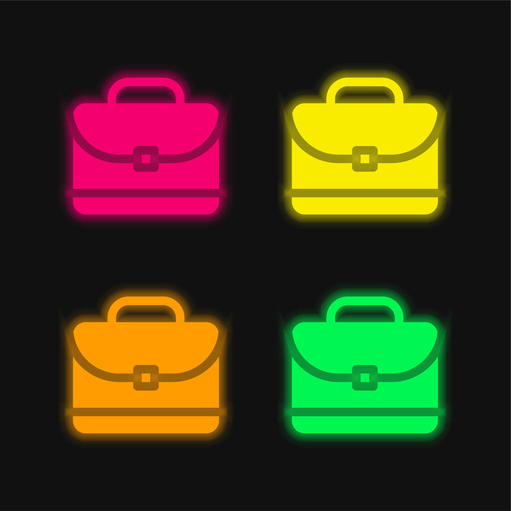 Teczka cztery kolor świecący neon wektor ikona - Wektor, obraz