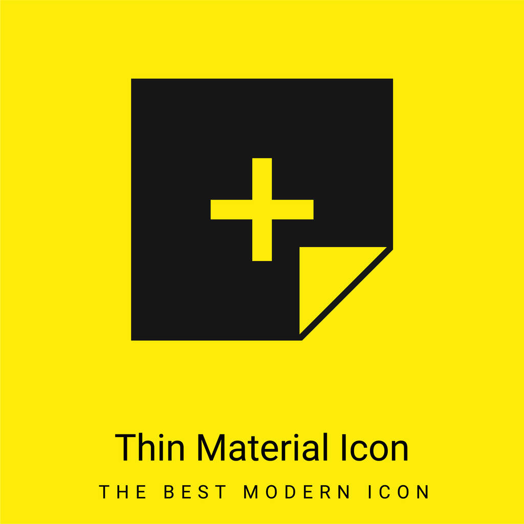 Add Button minimal bright yellow material icon - Vector, Image