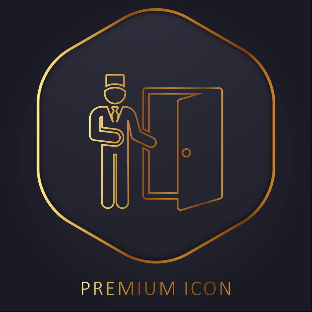 Bell Boy golden line premium logo or icon - Vector, Image