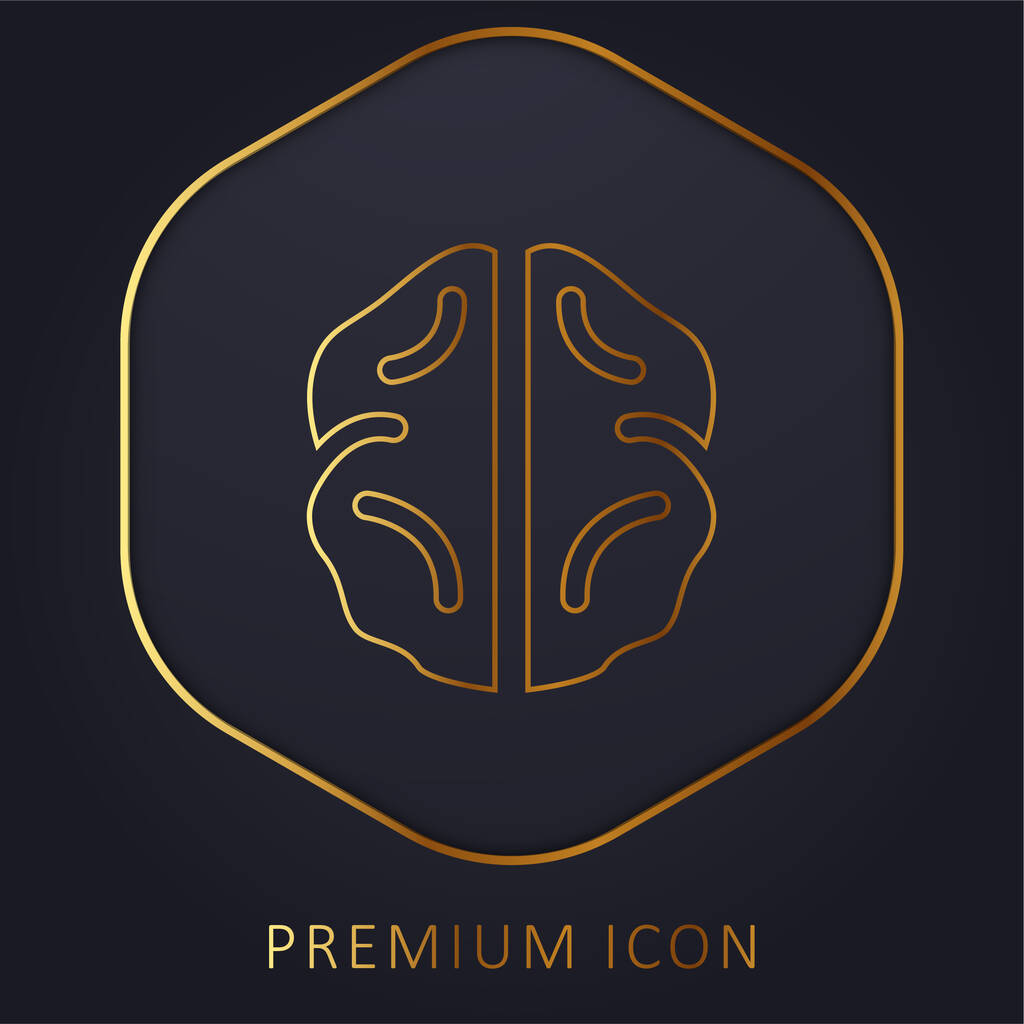 Εγκέφαλος χρυσή γραμμή πριμοδότηση λογότυπο ή εικονίδιο - Διάνυσμα, εικόνα