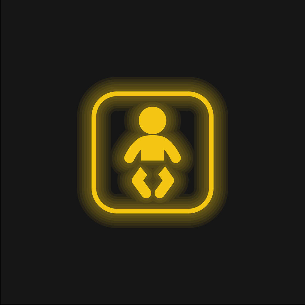 赤ちゃんゾーン黄色輝くネオンアイコン - ベクター画像