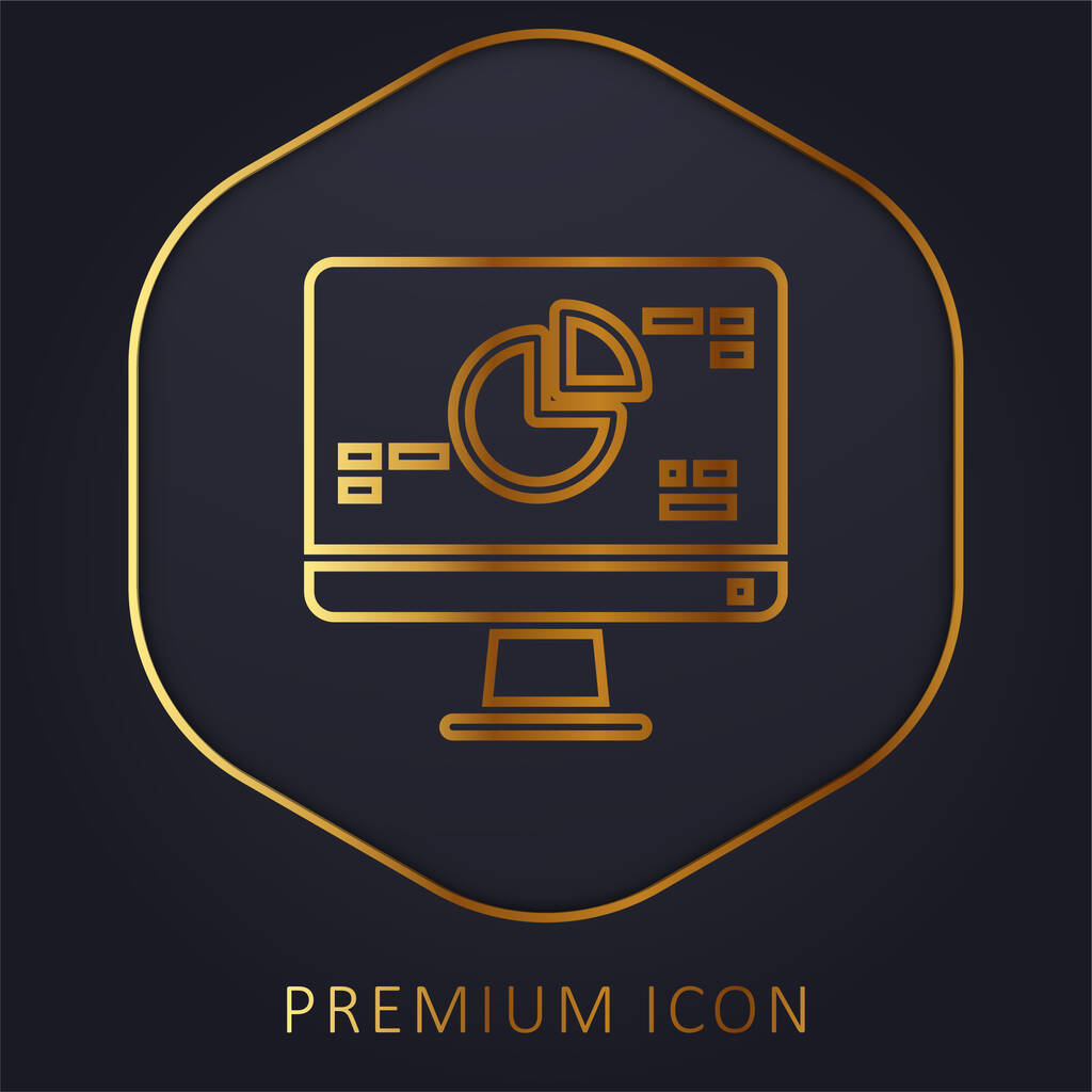 Analítica línea dorada logotipo premium o icono - Vector, Imagen