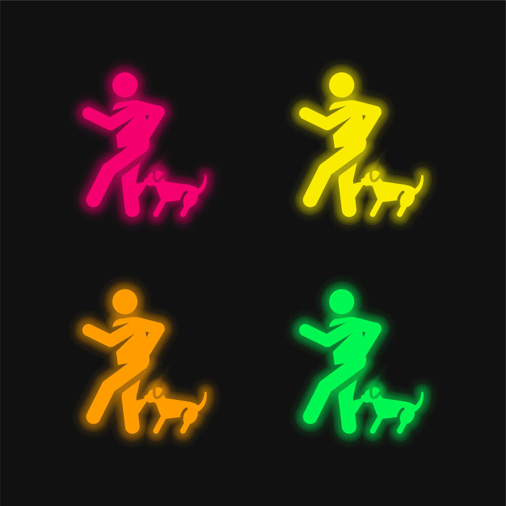 Bite four color glowing neon vector icon - Vector, Image