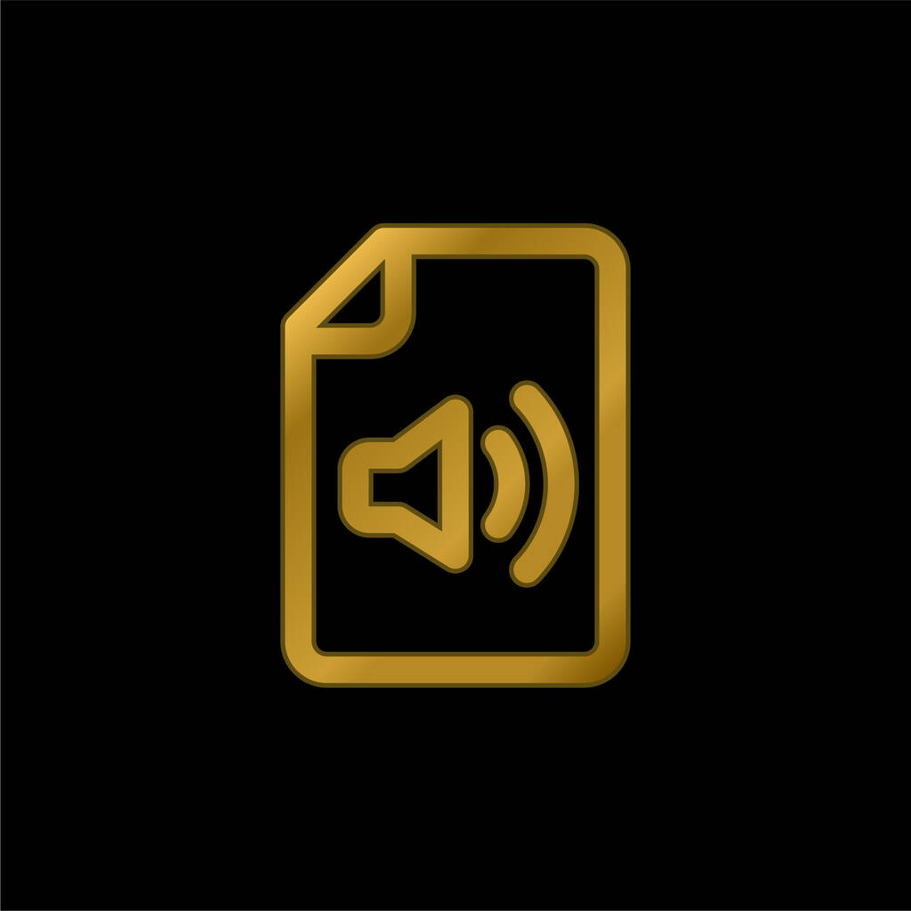 Arquivo de áudio banhado a ouro ícone metálico ou vetor logotipo - Vetor, Imagem
