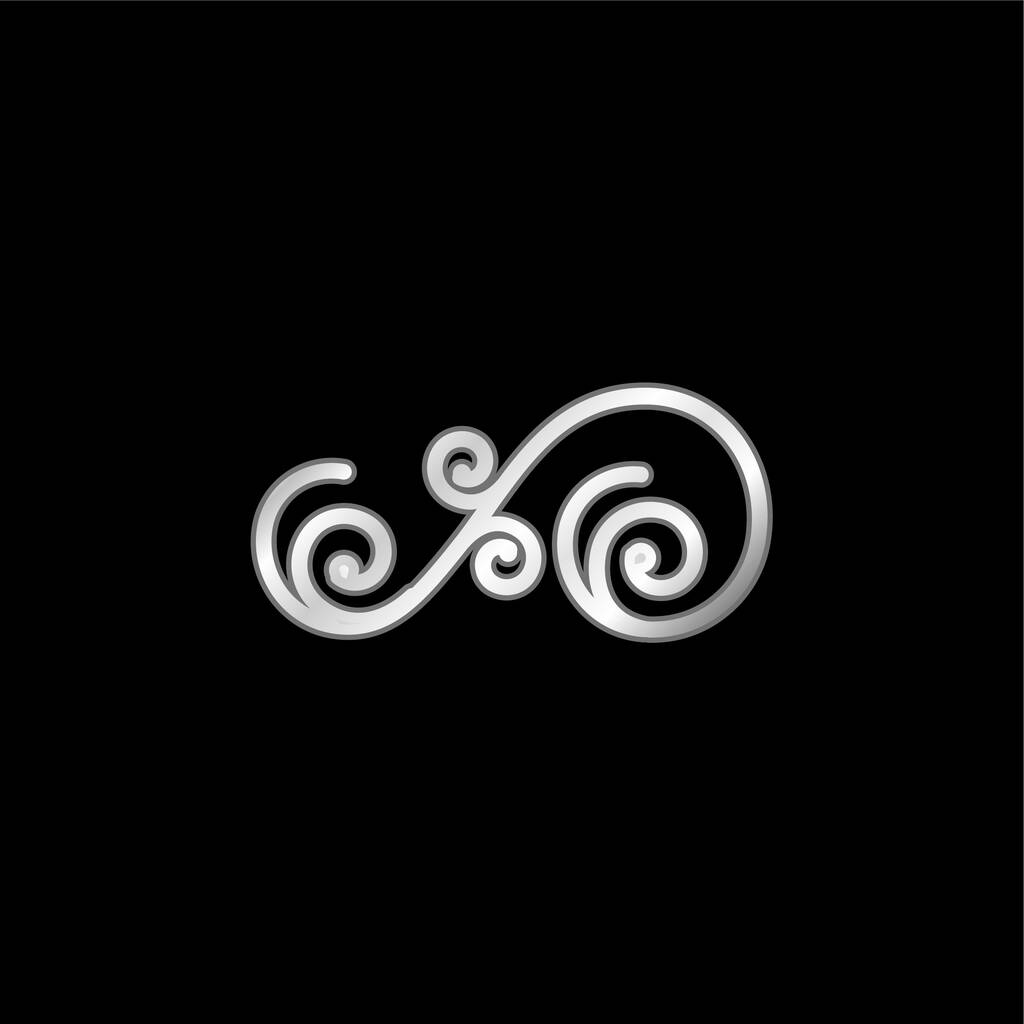 Asymetryczny kwiatowy wzór spirali srebrny metaliczny ikona - Wektor, obraz