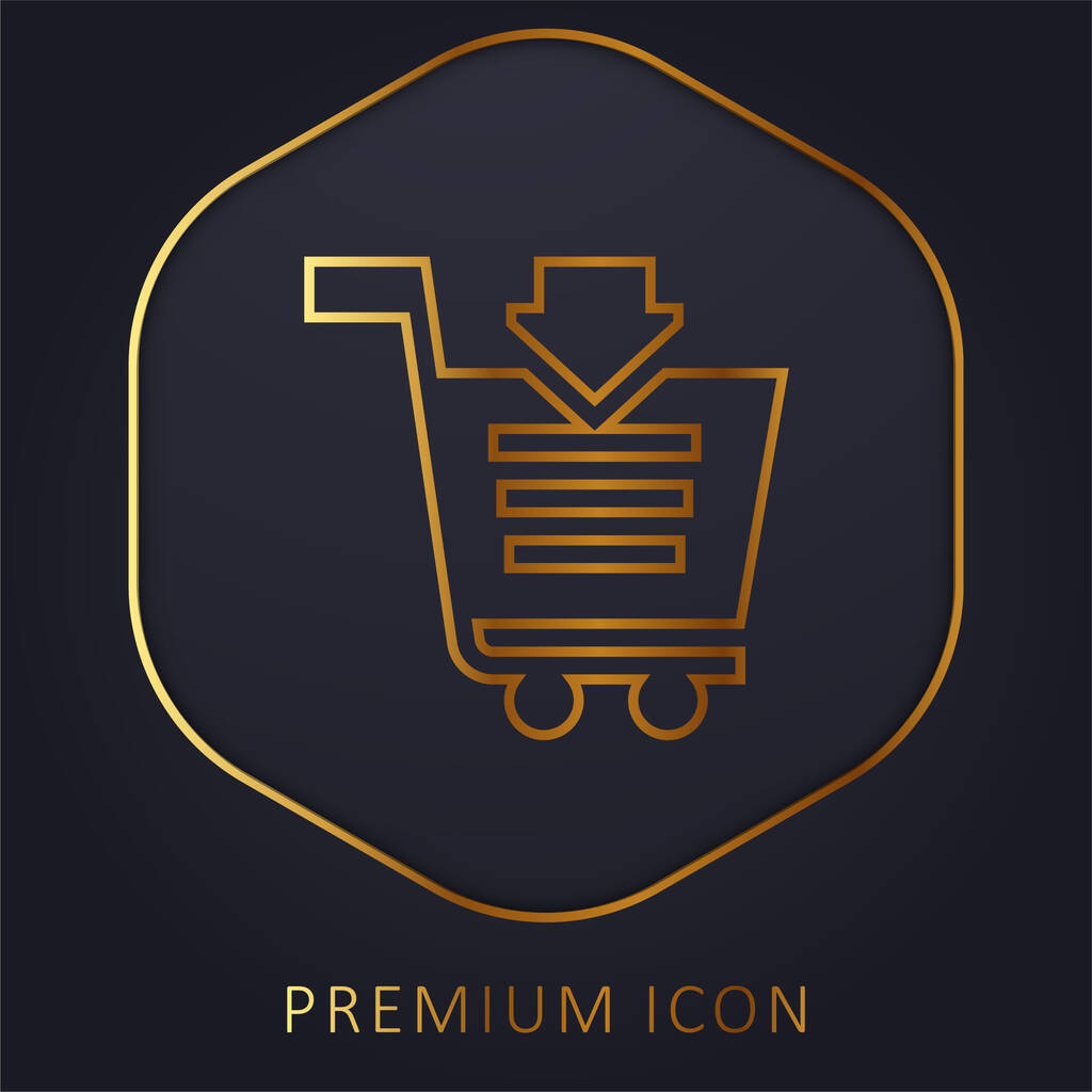 Adicionar ao carrinho linha dourada logotipo premium ou ícone - Vetor, Imagem