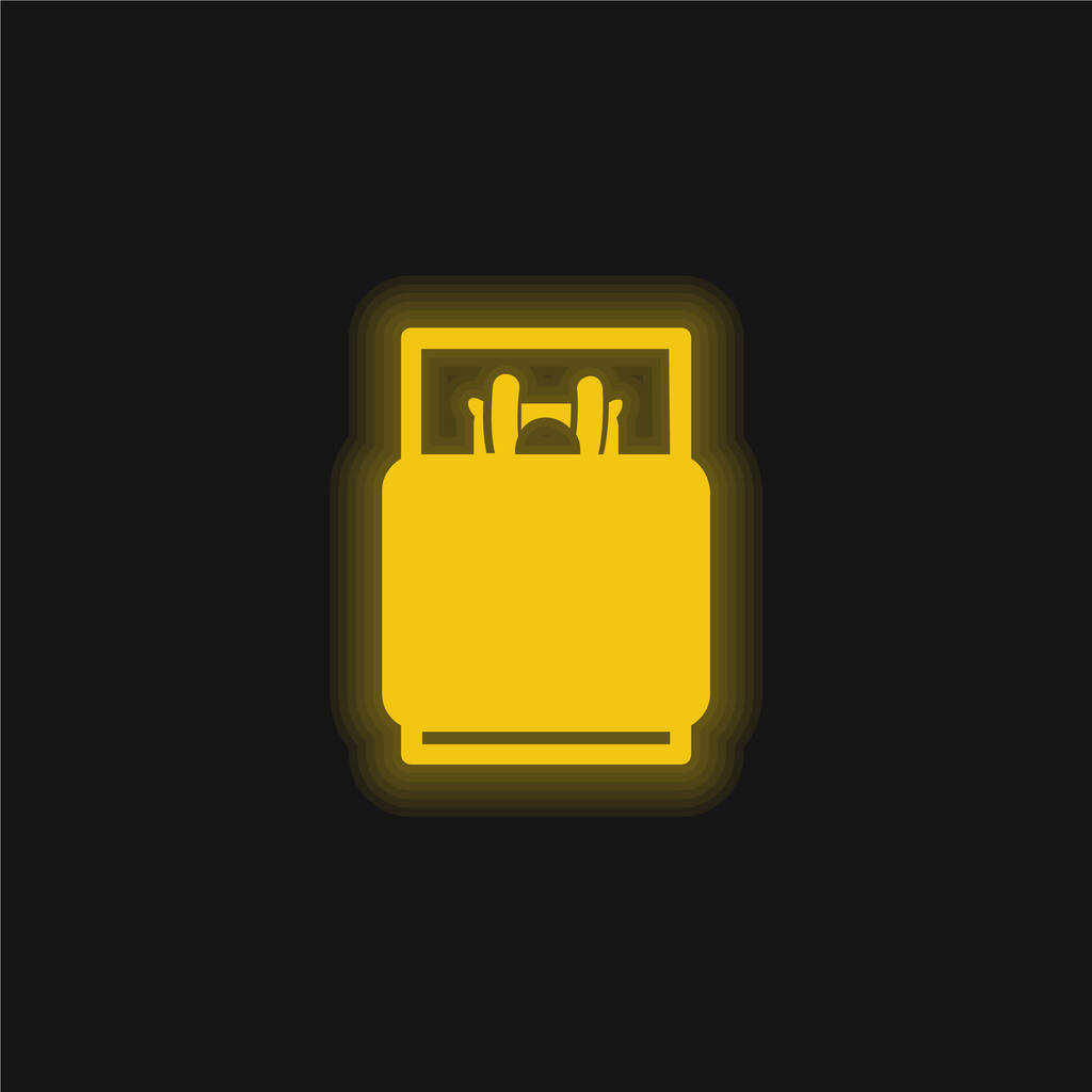 Bed geel gloeiende neon pictogram - Vector, afbeelding