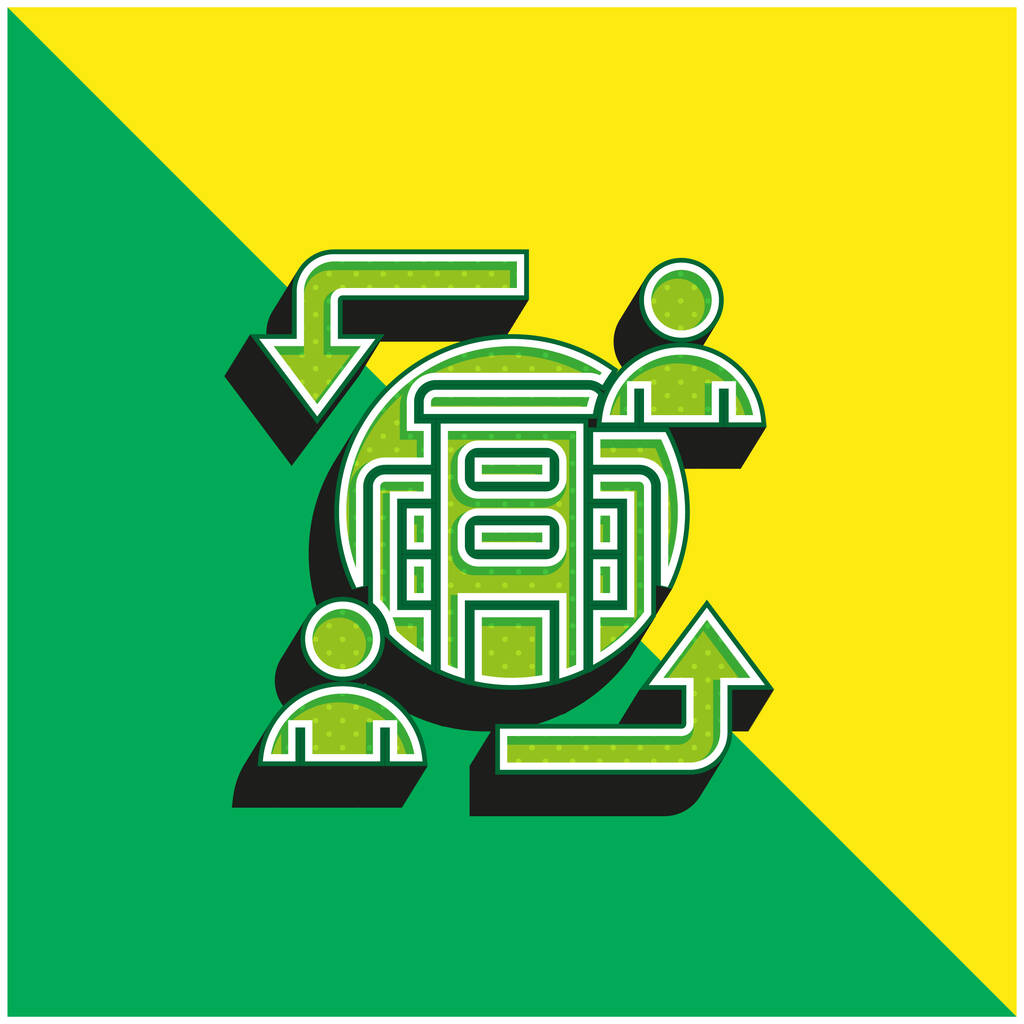B2c緑と黄色の現代的な3Dベクトルアイコンのロゴ - ベクター画像