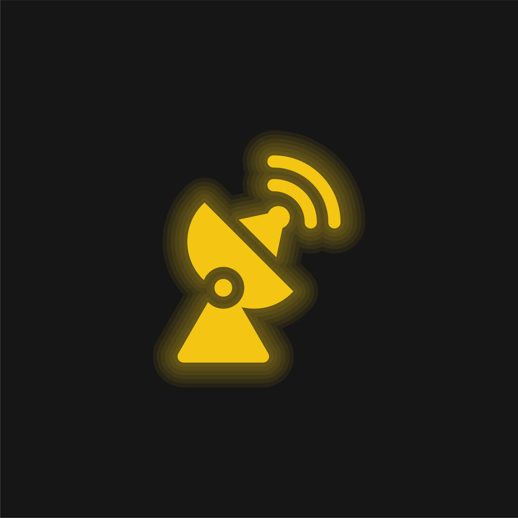 Antenni keltainen hehkuva neon kuvake - Vektori, kuva