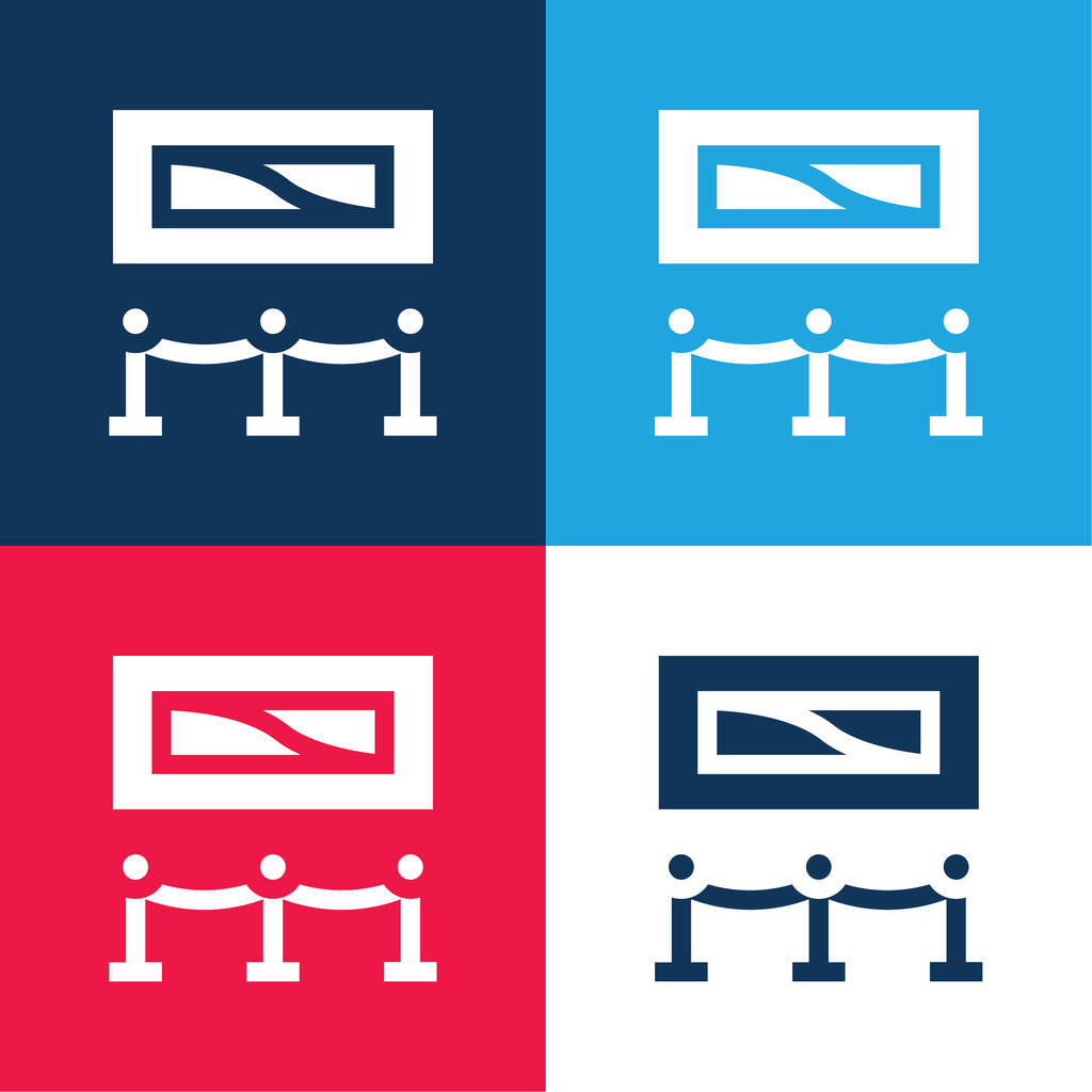 Искусство синий и красный четыре цвета минимальный набор значков - Вектор,изображение