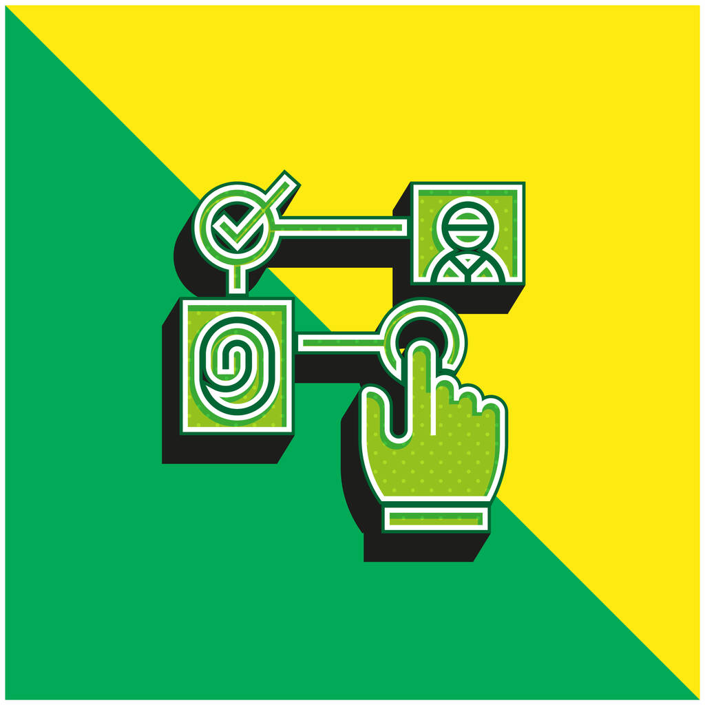Algoritmus Zelené a žluté moderní 3D vektorové logo - Vektor, obrázek