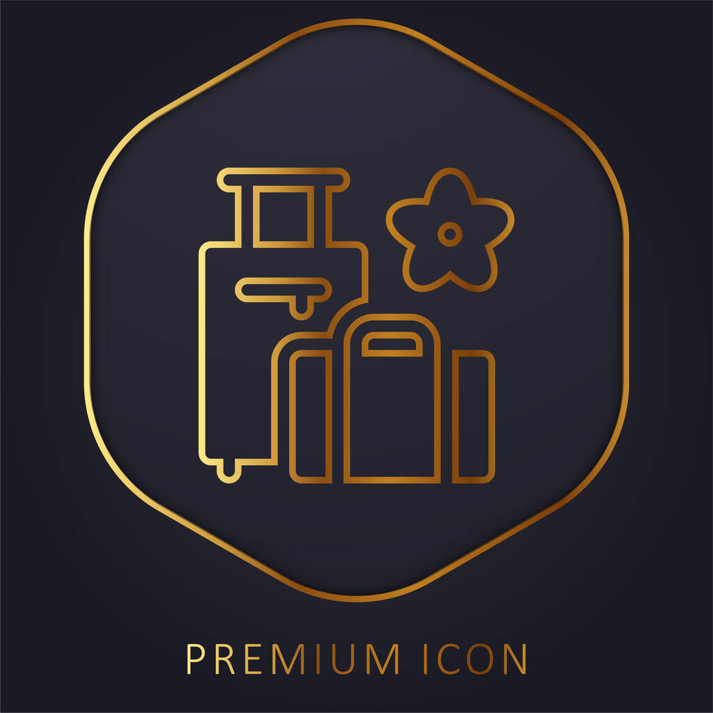 Logotipo o icono de la línea dorada de equipaje - Vector, Imagen