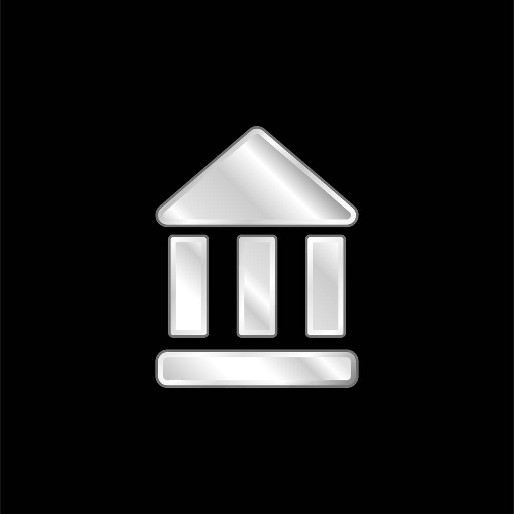 Bank Symbool verzilverd metalen pictogram - Vector, afbeelding