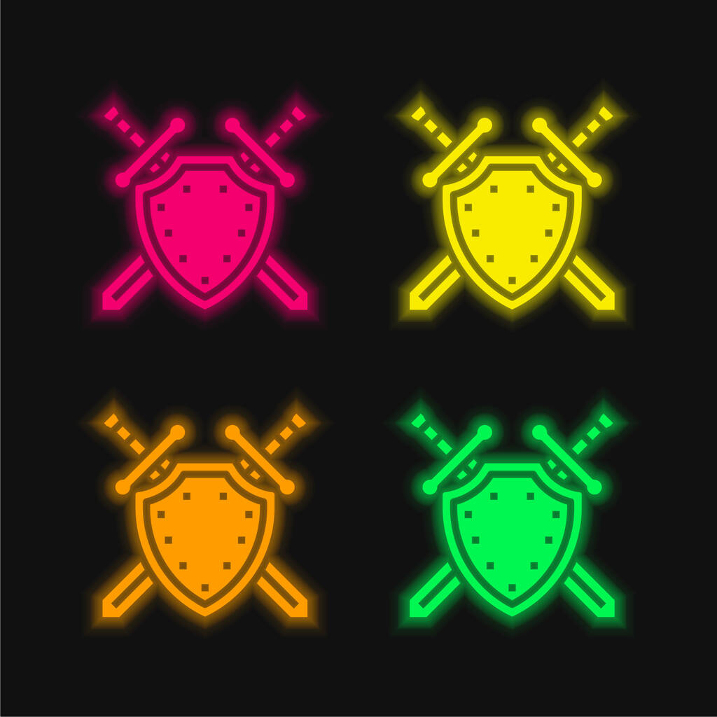 Antivirus τεσσάρων χρωμάτων λαμπερό εικονίδιο διάνυσμα νέον - Διάνυσμα, εικόνα