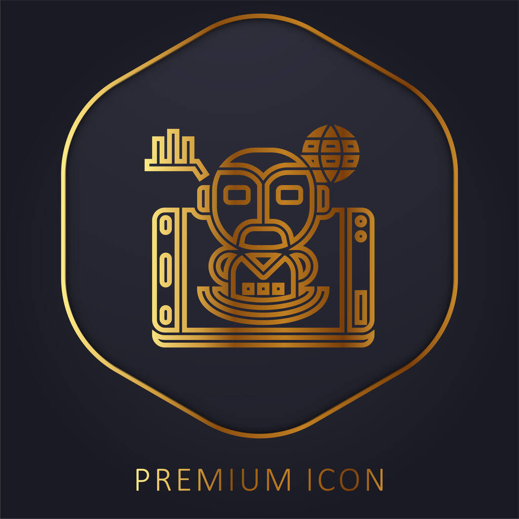 Intelligenza artificiale linea dorata logo premium o icona - Vettoriali, immagini