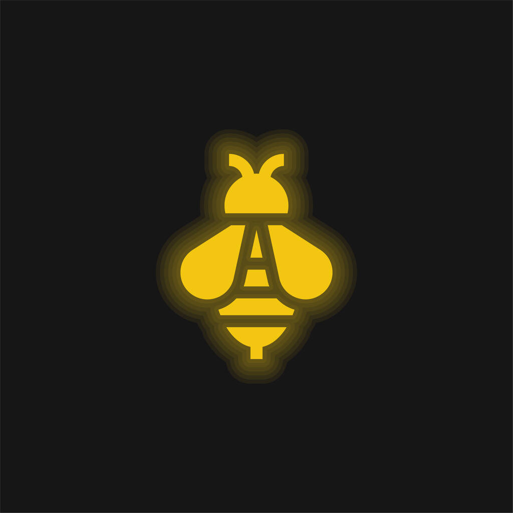 蜂の黄色の輝くネオンアイコン - ベクター画像