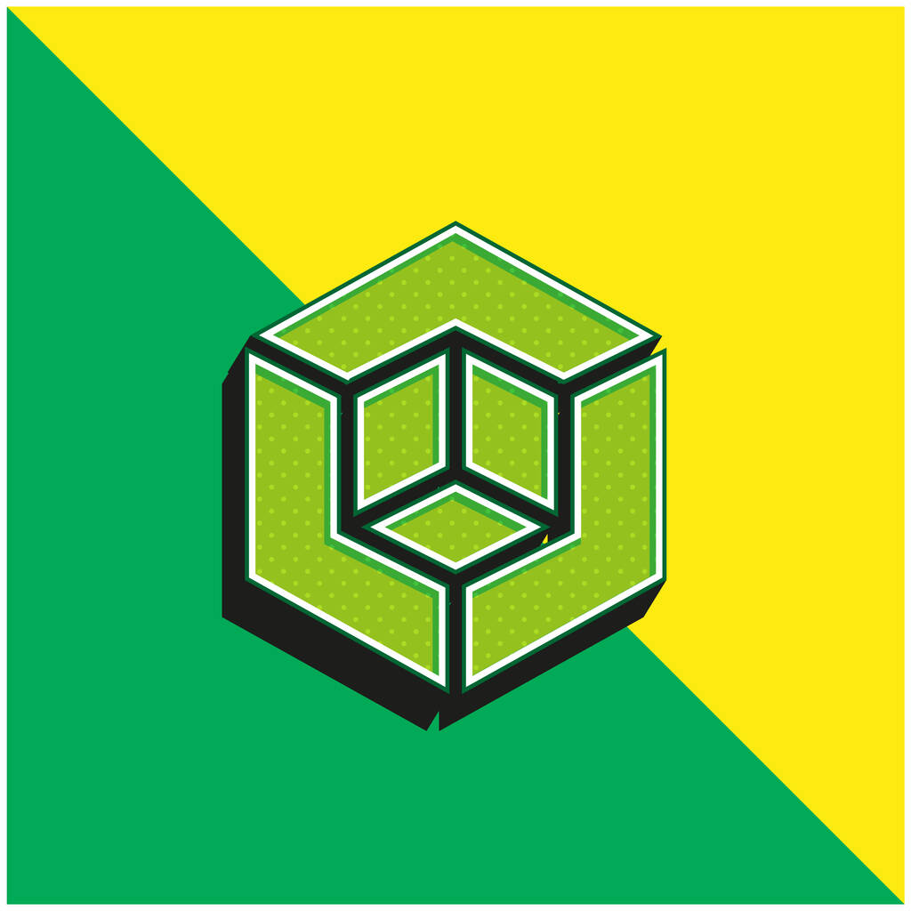 3D model Zelená a žlutá moderní 3D vektorové logo ikony - Vektor, obrázek