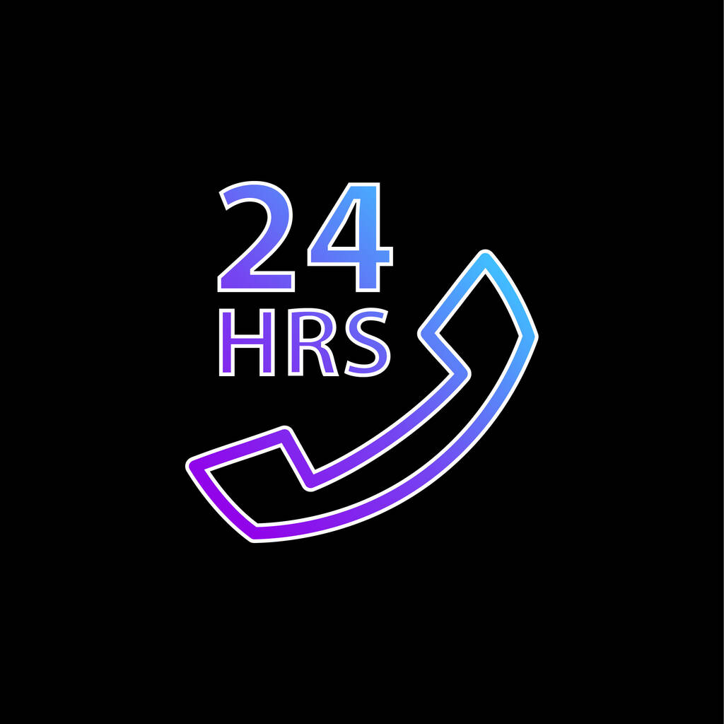 24 horas de asistencia médica por teléfono azul gradiente icono de vector - Vector, imagen