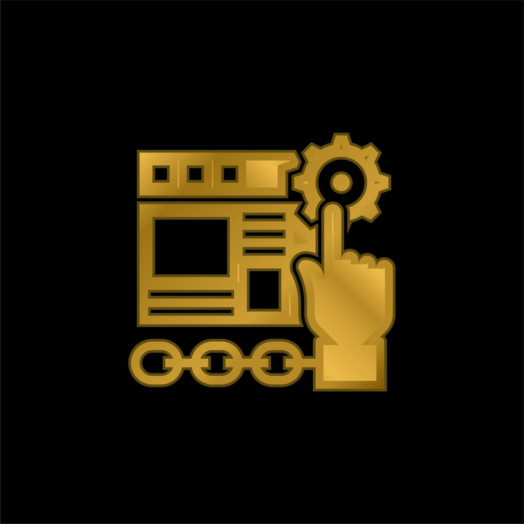 Applicazione icona metallica placcata oro o vettore logo - Vettoriali, immagini