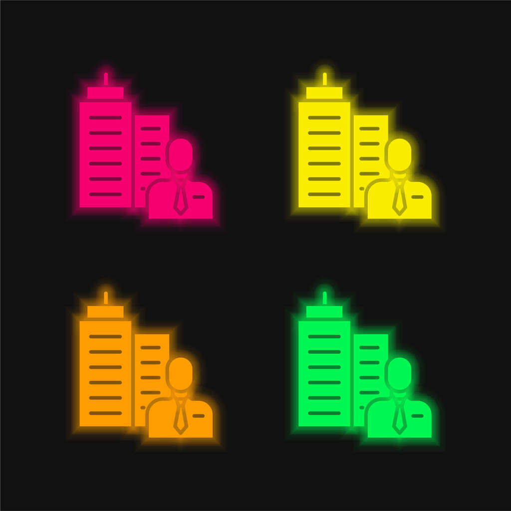Boss čtyři barvy zářící neonový vektor ikona - Vektor, obrázek