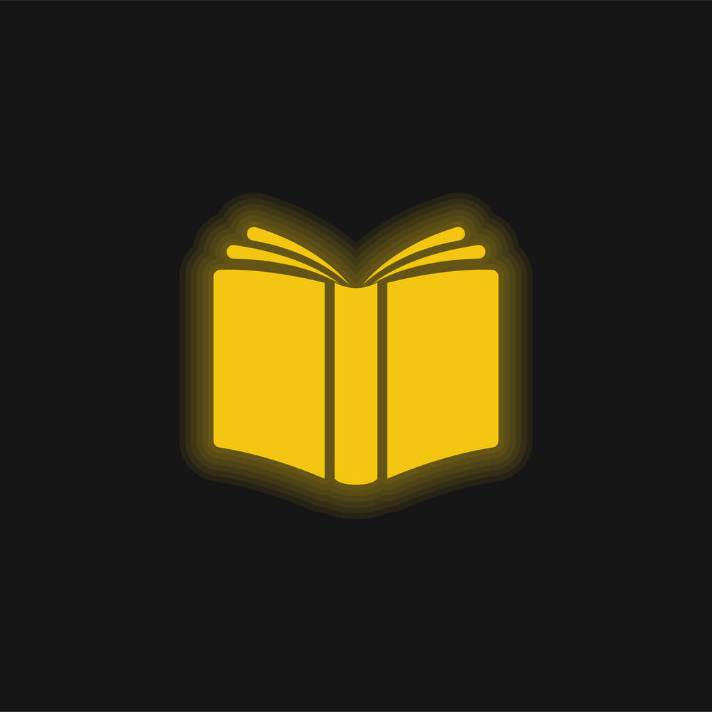 ブックカバー黄色の輝くネオンアイコン - ベクター画像