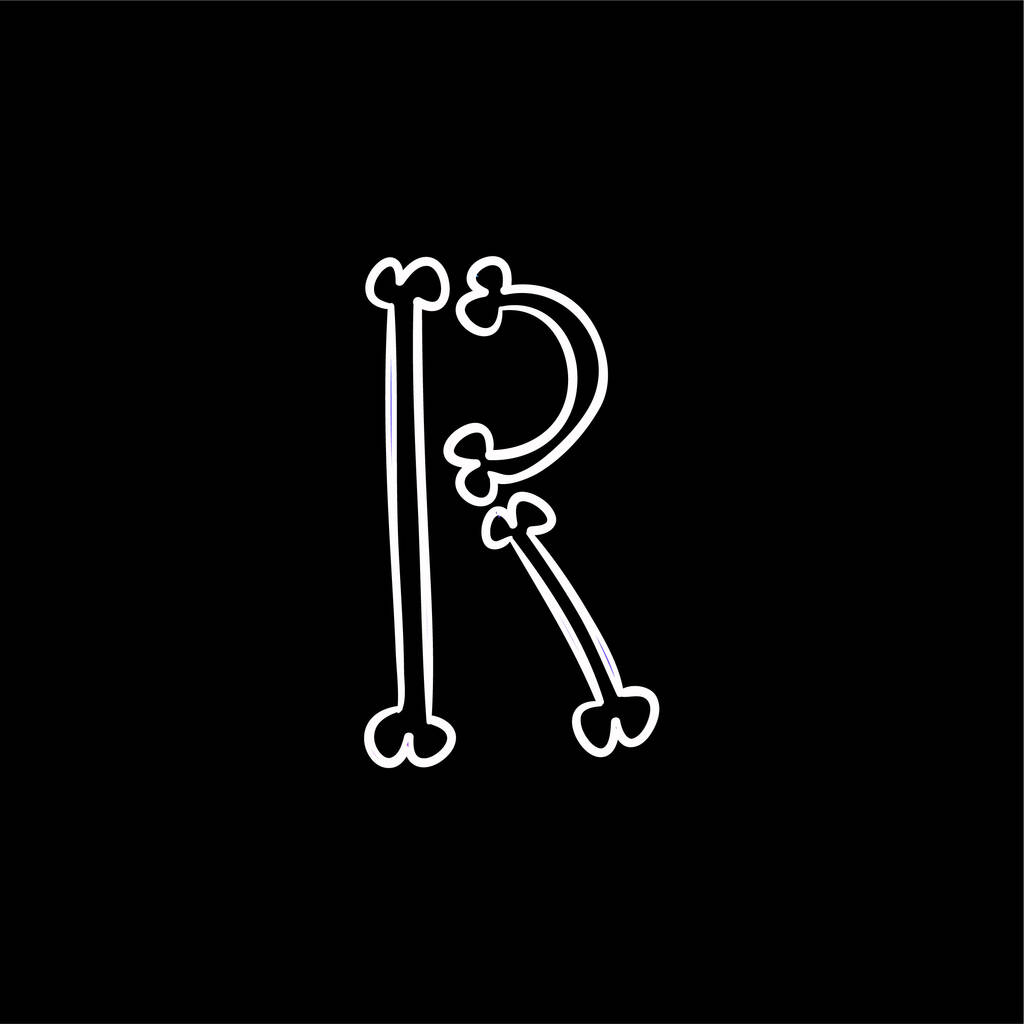 Typografia kości Zarys litery R ikona wektora niebieskiego gradientu - Wektor, obraz