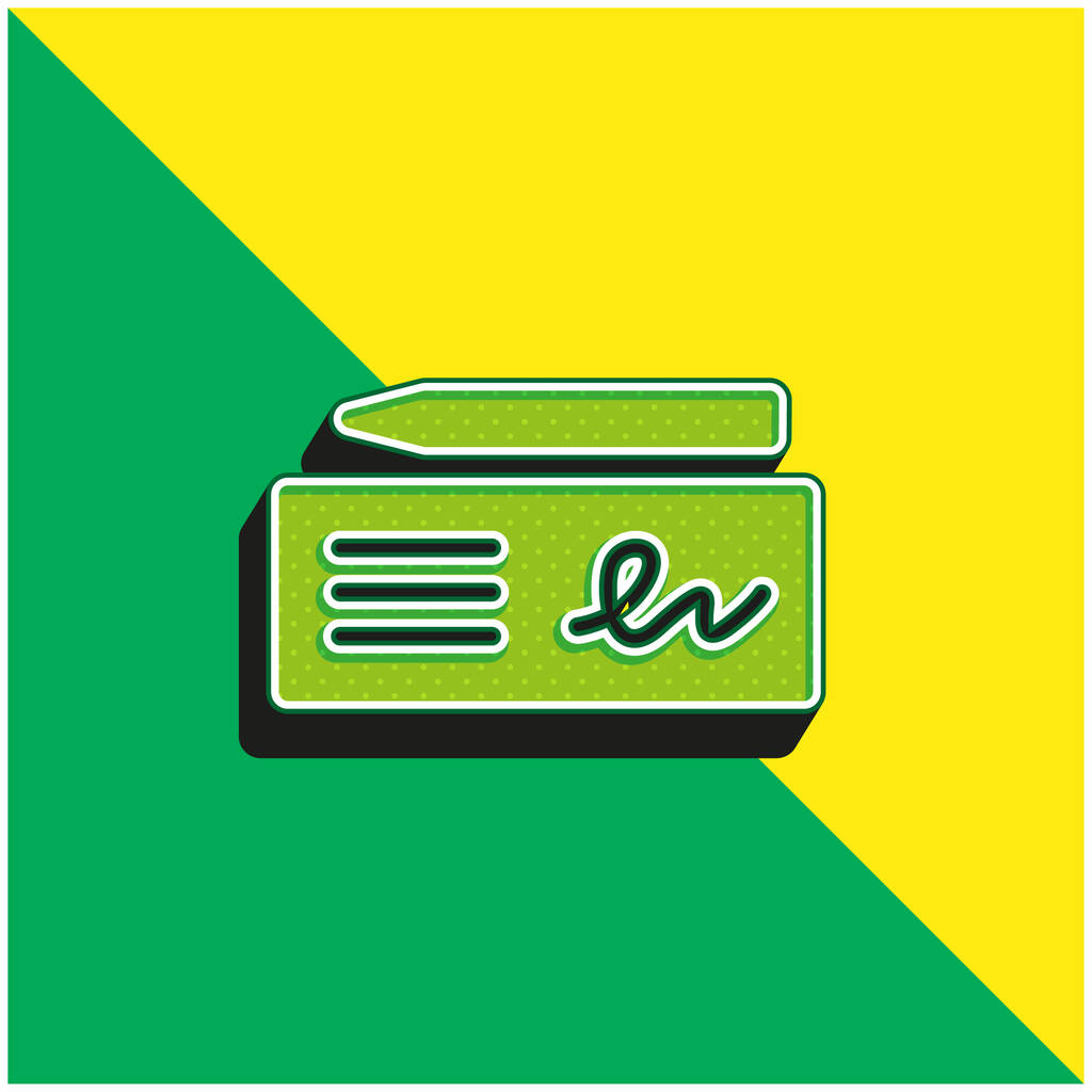 Bank Check Groen en geel modern 3D vector pictogram logo - Vector, afbeelding