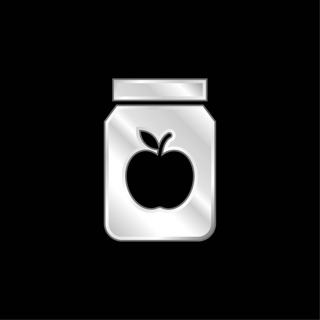 Icona metallica placcata argento Apple Jam - Vettoriali, immagini