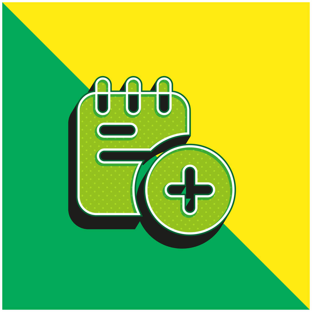 Añadir verde y amarillo moderno 3d vector icono logo - Vector, Imagen