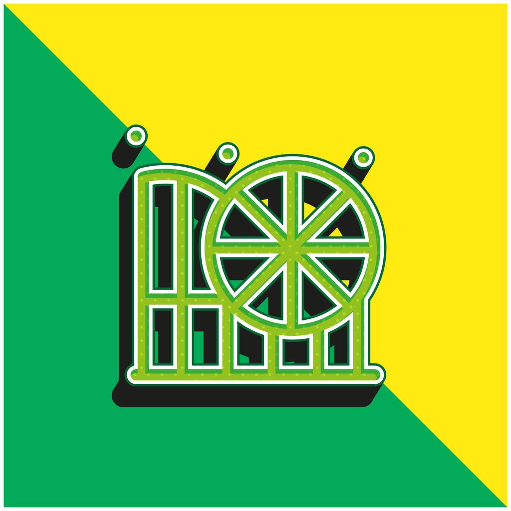 Park rozrywki Zielone i żółte nowoczesne logo wektora 3D - Wektor, obraz
