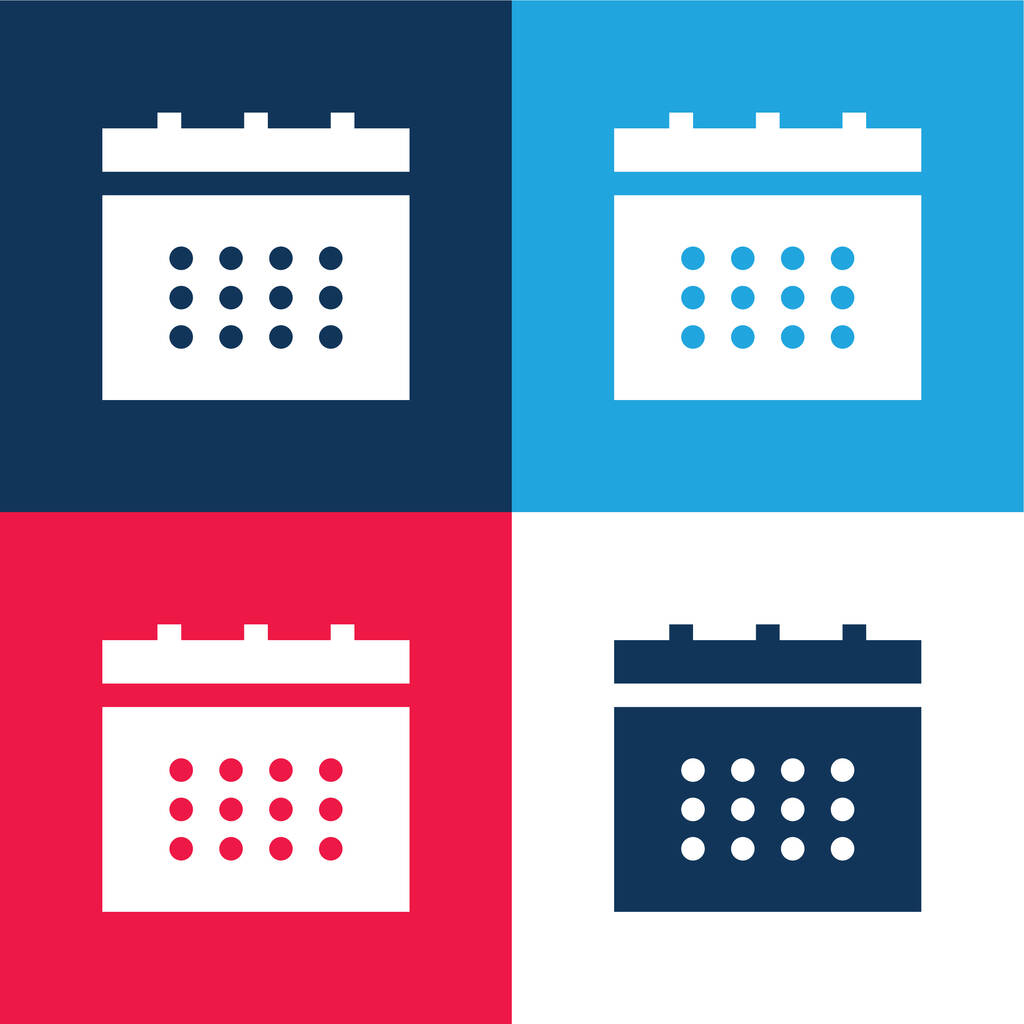 Anual azul y rojo conjunto de iconos mínimo de cuatro colores - Vector, Imagen
