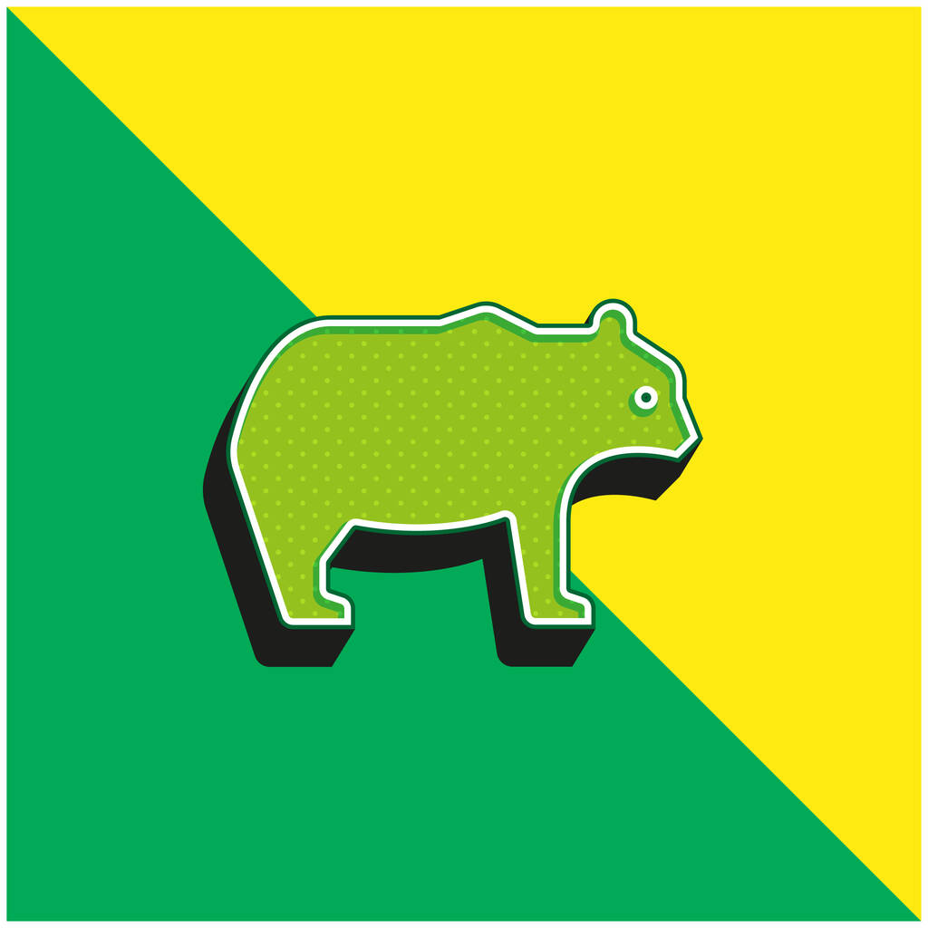 Urso verde e amarelo moderno logotipo do ícone do vetor 3d - Vetor, Imagem