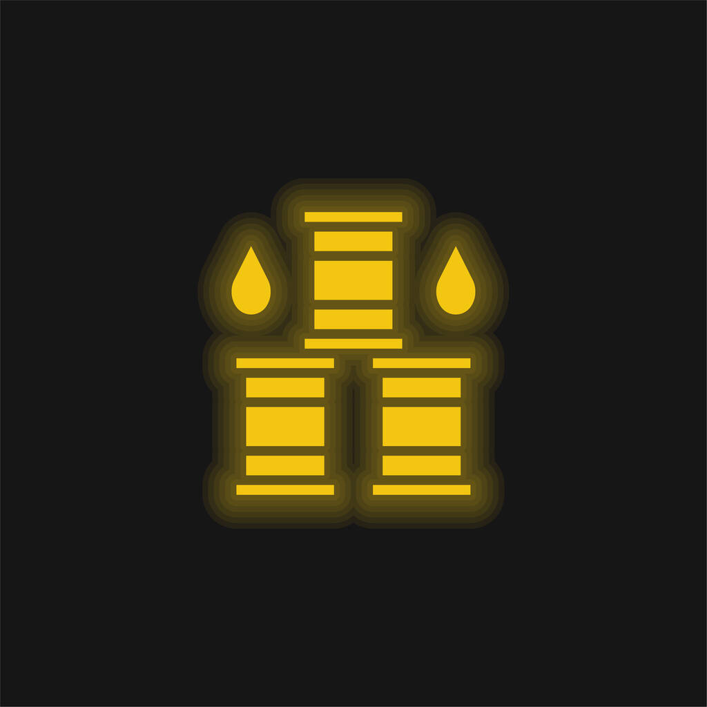 Beczka żółta świecąca ikona neonu - Wektor, obraz