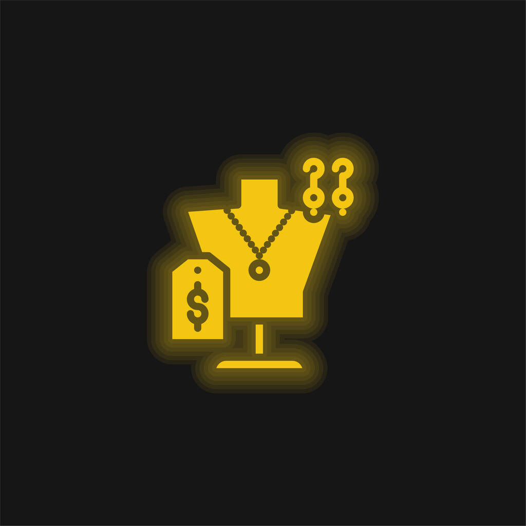 Pomocná žlutá zářící neonová ikona - Vektor, obrázek