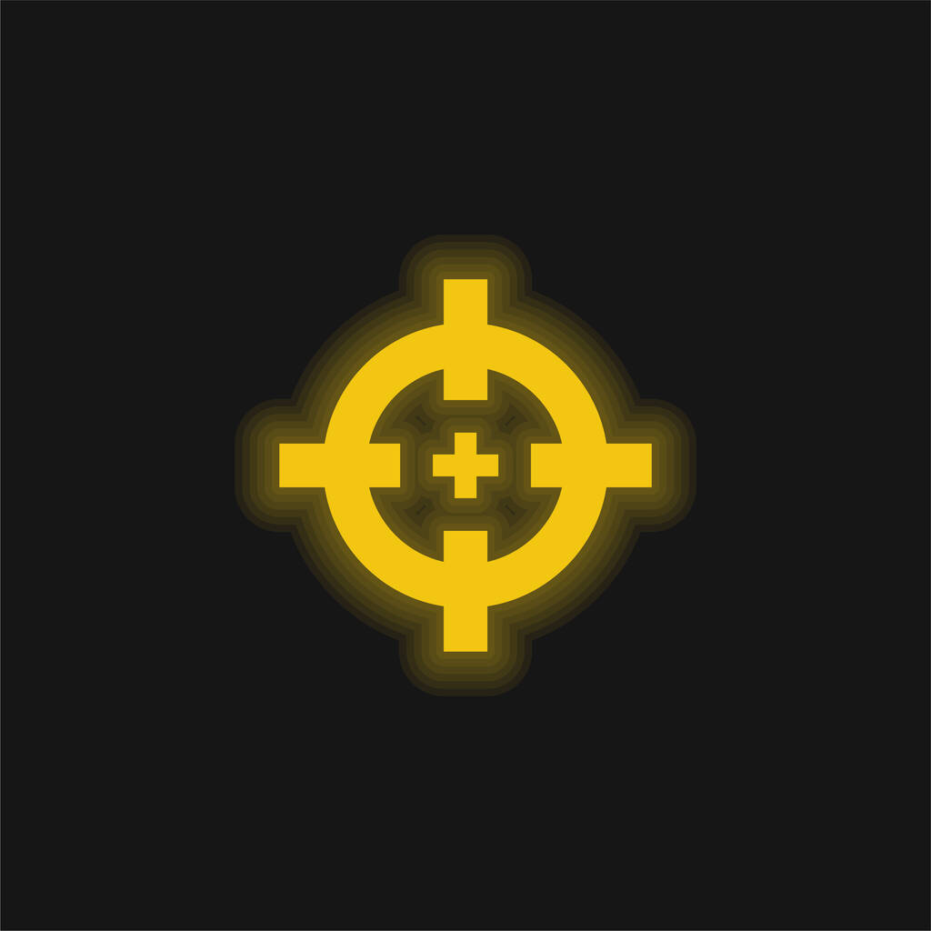 Cel żółty świecący neon ikona - Wektor, obraz