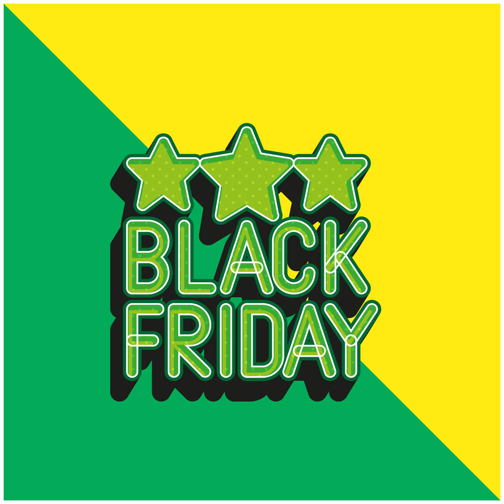 Černý pátek Zelený a žlutý moderní 3D vektorové logo - Vektor, obrázek