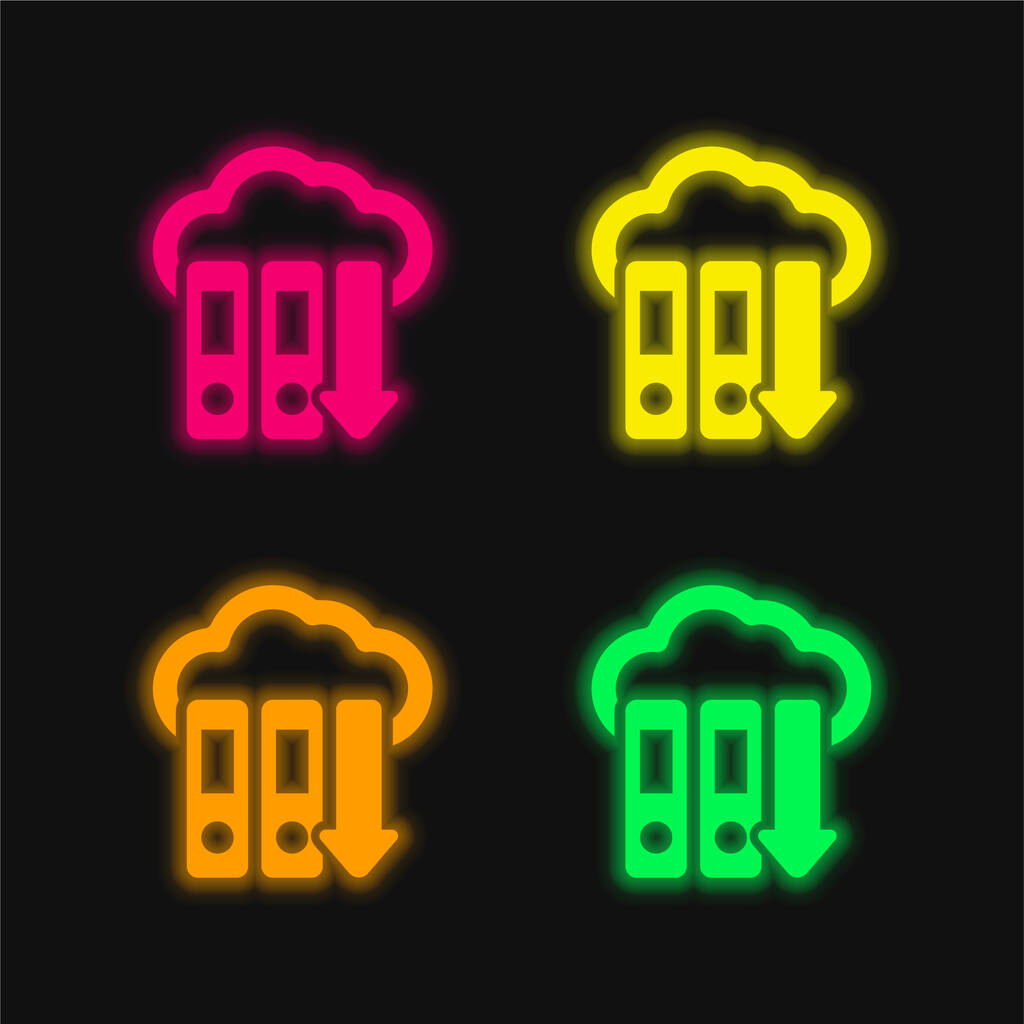Levéltár Fájlok Négy szín letöltése izzó neon vektor ikon - Vektor, kép