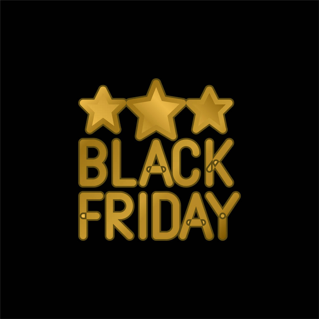 Black Friday gold plated metalic icon or logo vector - Vector, Image