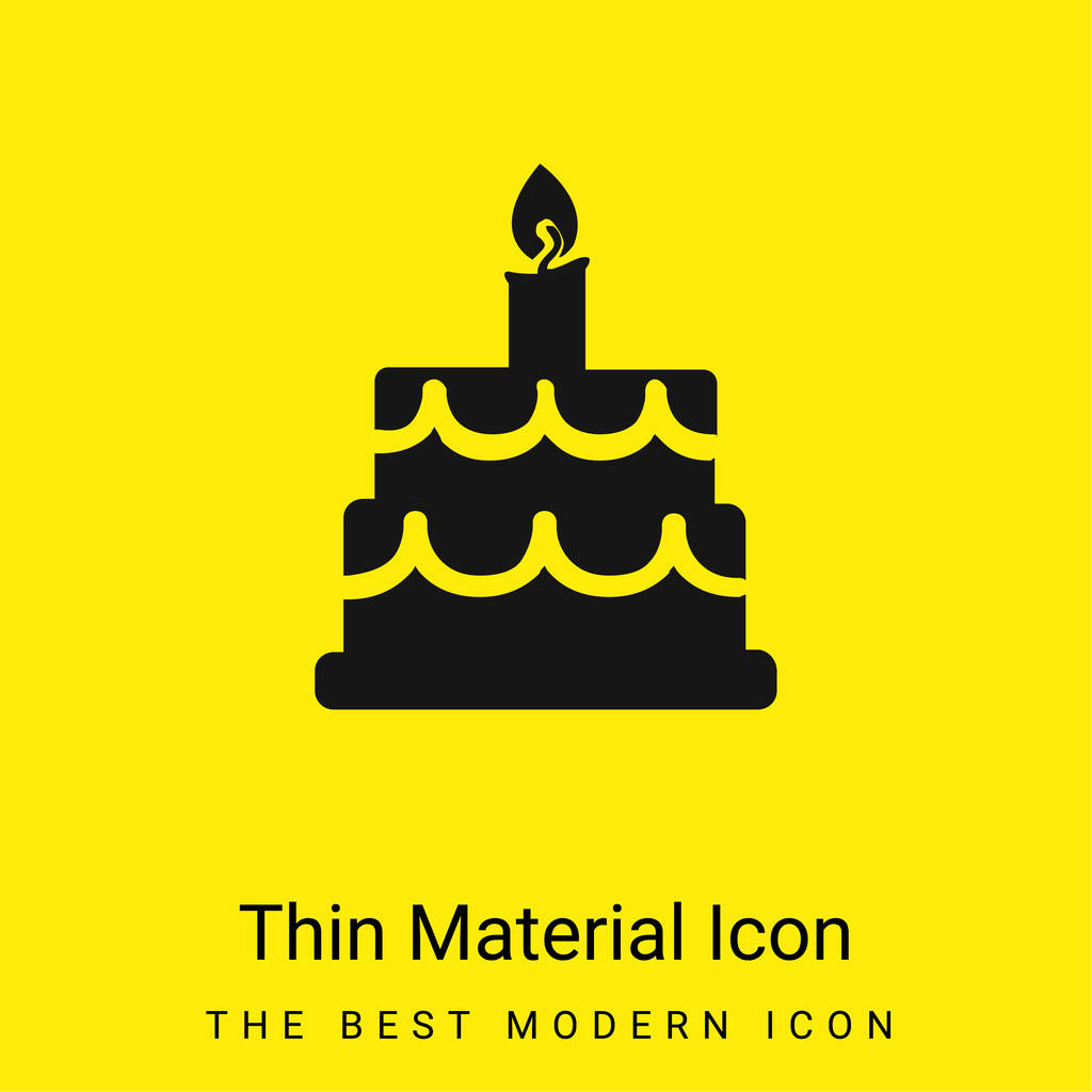 Syntymäpäivä kakku minimaalinen kirkkaan keltainen materiaali kuvake - Vektori, kuva