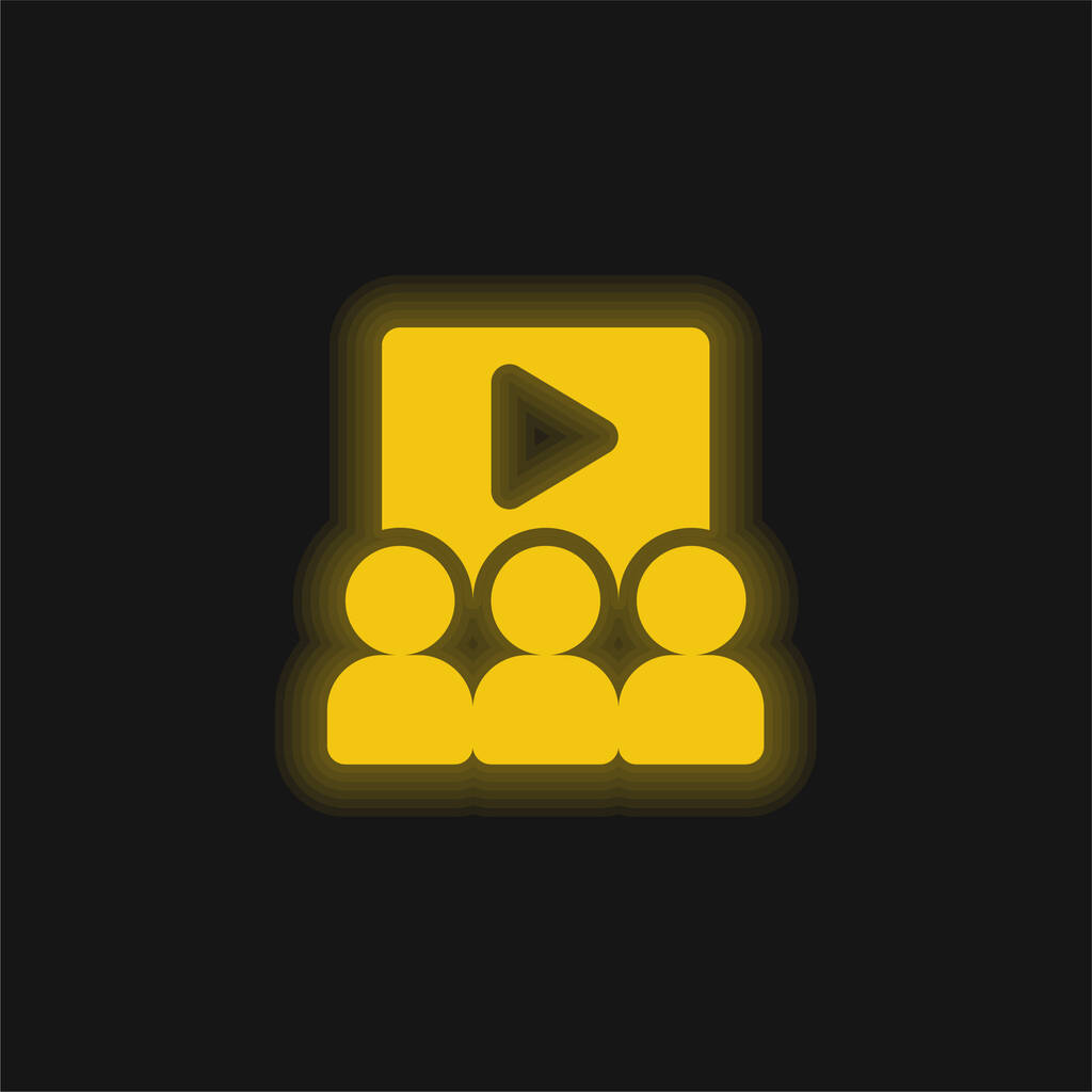 Publiek geel gloeiend neon pictogram - Vector, afbeelding