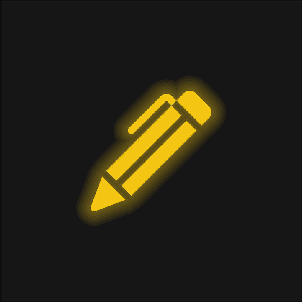 Golyóstoll sárga izzó neon ikon - Vektor, kép