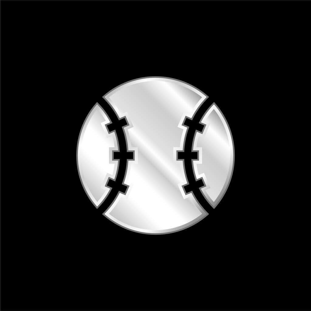 Baseball postříbřená kovová ikona - Vektor, obrázek