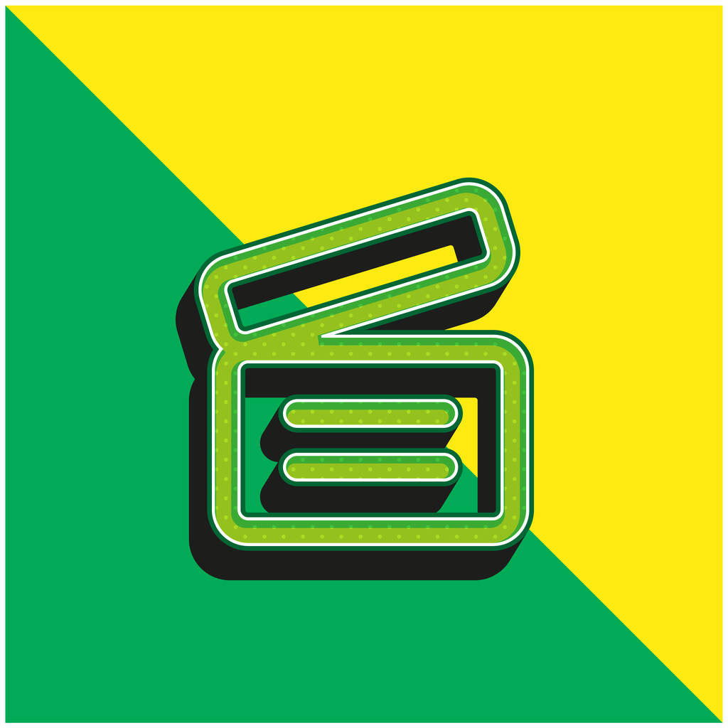 Archive Outlined Box With Text Lines Zielone i żółte nowoczesne logo wektora 3D - Wektor, obraz
